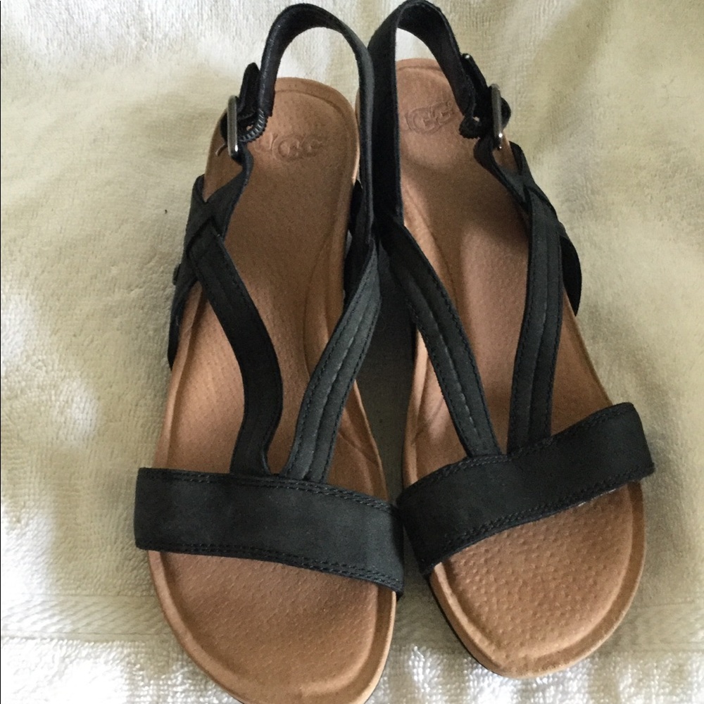 Ugg Melissa suede leather wedge sandals size 5.5 - Picture 2 of 10